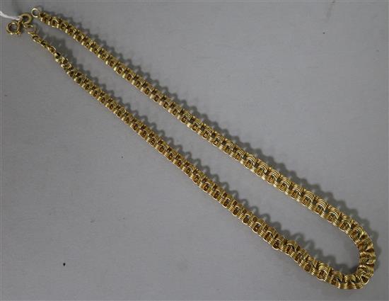 A 9ct gold multi-link necklace, 41cm.